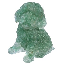 Nupuyai Poodle Figure Resin Crystal Dog Figure Decorative Healing Stone Puppy Statue Gemstone Animal Sculpture for Lucky Charm Home Office Decoration, Green Aventurine