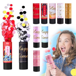 Paper Confetti Cannon Wedding, Hillylolly 12 cm Handheld Confetti Cannon Birthday, 10 Colourful Party Popper Small, Party Cannon Tinsel, Baby Shower Confetti Cannon, for Small Birthday Parties