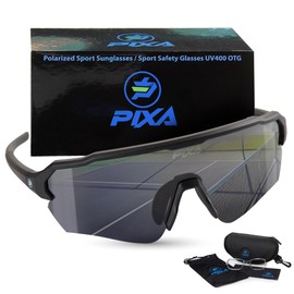 UV400 Polarized Sport Sunglasses EVA Hard Case, Soft bag, Lens cloth for Pickleball, Cycling, Tennis, Full Revo, 5 colors