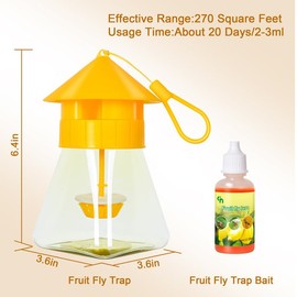 Moskiller Outdoor Fly Traps with Natural Fruit Fly Bait Refill,Reusable Fruit Flies Trap Jar for Fruit and Vegetable Garden(Only Catch Fruit Trees and Melon Vines Fly)