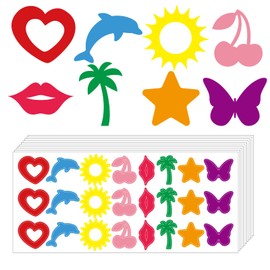 Whaline 240Pcs Tanning Sunbathing Stickers Heart Lips Star Sun Dolphin Butterfly Cherry Tree Tanning Decals Colorful Self Adhesive Body Stickers for Summer Beach Outdoor Indoor Salon Party Supplies