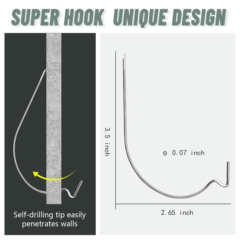 Super Hooks Picture Hanger,Gorilla Hooks - Hang Art, Clock, Shelves,