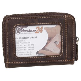 Ledershop24 Gift Set – Zip for Men and Women, Coin Purse, Mini Purse, Coin Purse, 5511, Cowhide Leather, 9.5 cm, Various Colours Black, Brown, Grey, brown, Modern