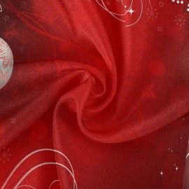 Pfrewn Merry Christmas Tree Snowflake Round Tablecloth Winter Red Ball Flower Table Cloth Cover Mat Lace Washable Polyester 60" Dining Decorative for Holiday Home Party Wedding Picnic