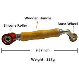 SOMHOOM Double-Headed Silicone and Brass Roller 1.57 inch High Temperature Waterproof Silicone Roller and 1.18 inch Brass Wheel with Wooden Handle-Rubber Roller Seam Roller-TPO/PVC/Vinyl Roof Tools