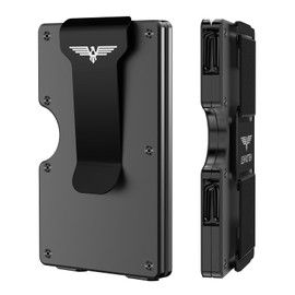 Lenvoten Wallets for Men - Metal Wallet with Money Clip, Slim Minimalist Compact Wallet, RFID Protected Card Holder with Cash Strap