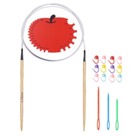 Weabetfu Bamboo Circular Knitting Needles 32inch Length for Handmade DIY and Any Weave Yarn Projects,Include Knitting Accessories,US Size 5(3.75mm)