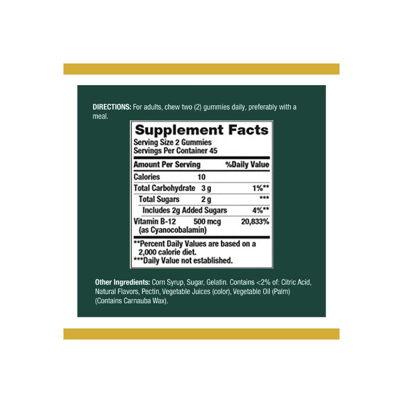 Nature's Bounty Nature’s Vitamin 500mcg Gummies Fruit Flavored Gummy Vitamin