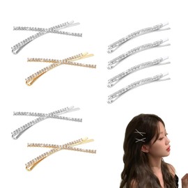 YFFSFDC ヘアピン 8個セット 前髪ピン ヘアアレンジ キラキララインストーン付き 可愛い おしゃれ 女の子 髪留め アクセサリー ゴールド&シルバー
