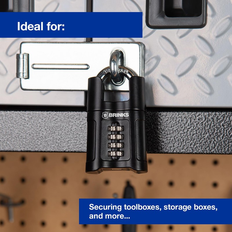 Brinks 2-1/4in (57mm) 4-Digit Resettable Combination Padlock with Shrouded Guard