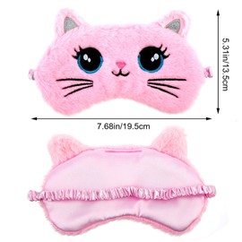 Sleep Mask for Children, Pack of 2, Soft Blindfold for Plush Sleeping Eye Cover, Cute Animal Sleeping Eye Protection for Girls, Boys, Travel, Nap Party Supplies (Pink, Multicoloured Cat Style)