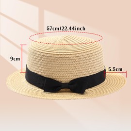 JJDreams Women's Sun Hat Straw Hat Foldable Beach Hat Summer Hat with Bow Panama Hat for Travel Holiday and Beach, beige