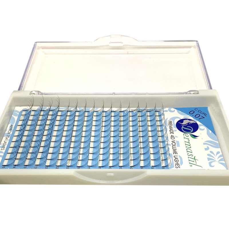 Dermastil 4D Premade Handmade Volume Eyelashes, Ready-to-Use Fan without Knots,