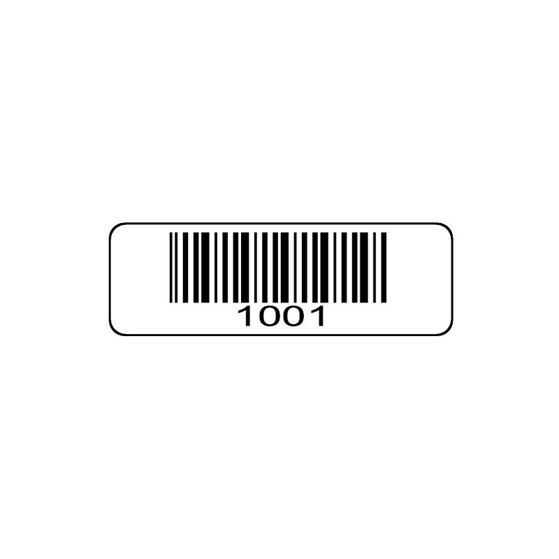 1000 Numbered Labels, Pre Printed Serial Barcodes 1-1/2" x 1/2"