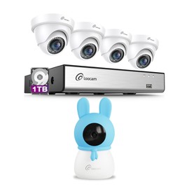 Loocam Wired Security Camera System, AI Human/Vehicle Detection, 2MP HD 1920TVL Surveillance CCTV Dome Cameras Indoor Outdoor, H.265+ 8CH DVR & 1TB HDD, Night Vision, Smart Playback, Remote Access