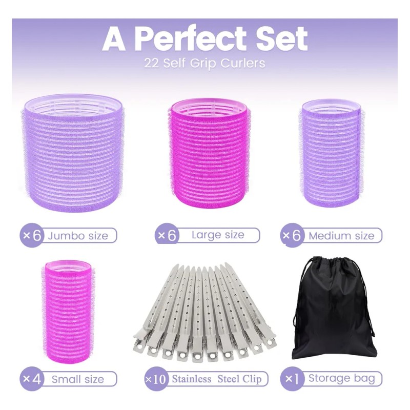 33pcs Hair Rulos Tubos Plástica Para Cabello Autoadheribles Rojo Y