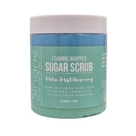 Sinarie Foaming Whipped Sugar Scrub – 8 oz | Gentle Exfoliant with Mango Butter & Coconut Oil for Smooth, Glowing Skin (8 oz., Melon Mist Harmony)