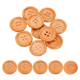 uxcell 50Pcs Wooden Buttons, 35mm(1 3/8") 4 Hole Round Wood Sewing Button Craft Flatback for Sewing DIY Craft Clothing, Earthy Yellow