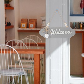 HOODANCOS Farmhouse Wooden Welcome Sign Hanging Wooden Welcome Sign Wooden Welcome Sign Wall Hanging Welcome Sign Grey Welcome Sign Small Welcome Sign