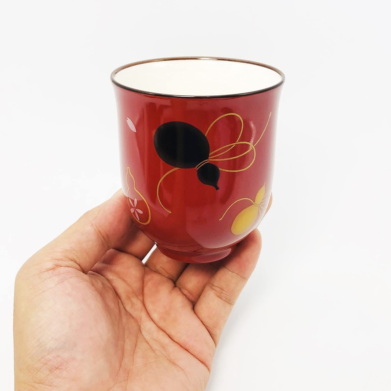 Koransha Teacup Red and Black, 3.3 inches (8.5 cm), Set