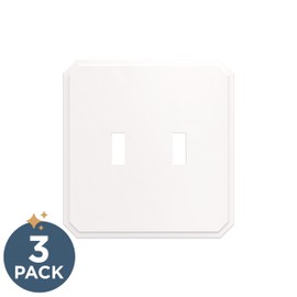 Franklin Brass Stepped Geometric (3-Pack) Decorative Light Switch Cover Pure White 2-Gang Wall Plate Double Switch/Toggle Plate Covers Electrical Outlet Covers W46476K-PW-CP