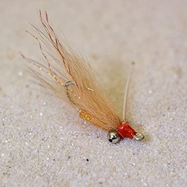 Crazy Charlie Bonefish Fly Fishing Flies - Tan/Orange - Mustad Signature Duratin Fly Hooks - 6ct Pack (Hook #6)