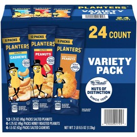 Planter's Planters Variety Pack Cashews & Peanuts 24 Count Snack Packs Fresh Nuts.