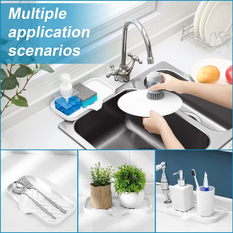 SUBEKYU Silicone Kitchen Soap Tray, Sink Tray for Kitchen Counter/Soap