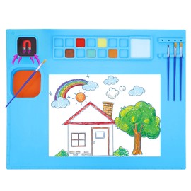 Silicone Craft Mat, Large Silicone Mat for Painting, 20”x16” Nonstick Nonslip Silicon Mat with Magnetic Detachable Cleaning Cup, Mat for Painting, Art, DIY, Resin, Clay and Play Doh