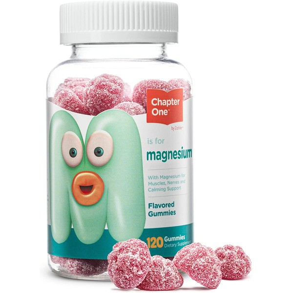 Chapter One Magnesium Gummies, Great Tasting Magnesium for Kids, Calm Kids Magnesium, Magnesium Gummies for Women and Men, Certified Kosher, (120 Flavored Gummies)