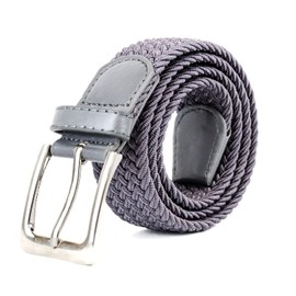 Woodland Leathers Elastic Braided Belt, Unisex Men Women Casual Stretch Woven Belt (Lavender Grey, Small-Medium)