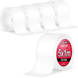 Nano Tape 5 x 1 m - Double-Sided Tape 5 m - Extra Strong for Home, Wall, Office, Bubbles Art - Transparent Nano Tape - Nano Tape Double-Sided - Transparent Double-Sided Tape