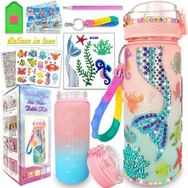 LADFAR Decorate Your Own Water Bottle Kits for Girls Age 4-6-8-10,Mermaid Painting Crafts,Fun Arts and Crafts Gifts Toys for Girls Birthday Christmas Mermaid