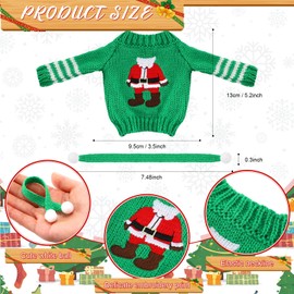 12 Ropa de Muñeca de Elfo de Navidad Suéter de Elfo Bufanda de Elfo Suéter Pequeño de Elfo con Estampado de Árbol de Navidad Copo de Nieve Alce Traje de Elfo de Ropa de Punto (Papá Noel)