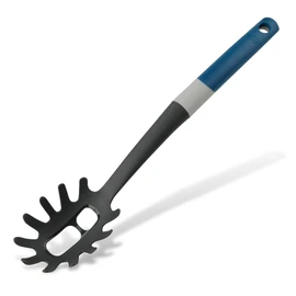 Tasty Spaghetti Spoon with Portioner Made of Plastic, Soft-Touch Handle with Measurements for Cooking and Serving Spaghetti, Dimensions: 34 x 7 cm, Colours: Dark Blue, Black and Grey (678005)