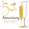 Gold Wedding Anniversary Invitation And Envelopes (Pack of 6)