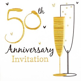 Gold Wedding Anniversary Invitation And Envelopes (Pack of 6)