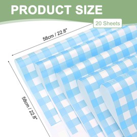 PATIKIL Flower Gift Wrapping Paper, 20 Sheets Plaid Waterproof Bouquet Paper Wrap Florist Supplies Packaging Floral Papers for Wedding DIY Craft Valentine, Blue