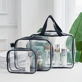 3Pcs Clear Waterproof Storage Bag, Portable Cosmetic Storage Bag, Zipper toiletry Bag for Travel, Portable Cosmetic Storage Bag, Clear Organizer, Travel Storage Bag set.