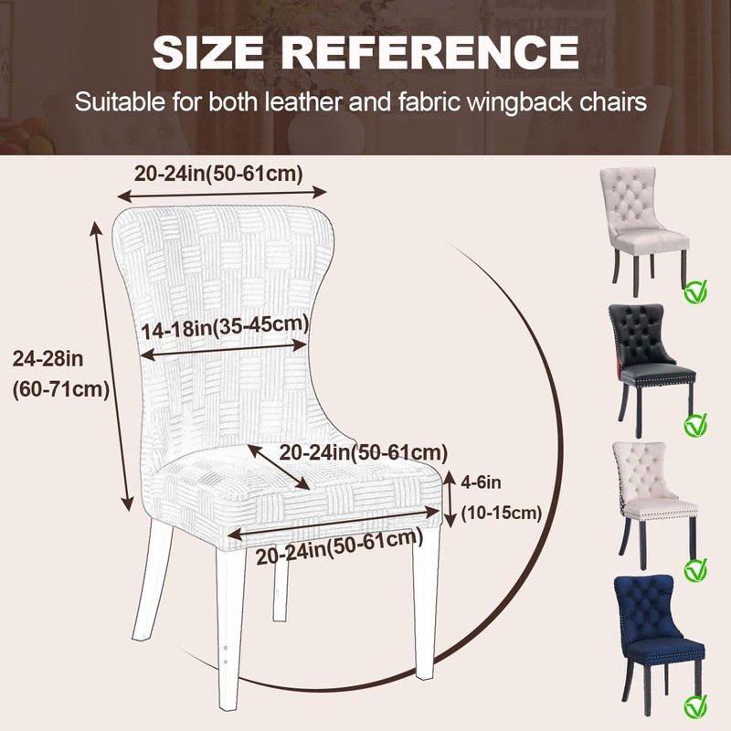 Buenanir Wingback Dining Chair Covers Set of 6 Stretch Jacquard
