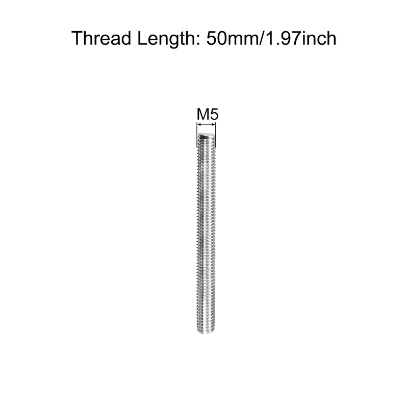 sourcing map Fully Threaded Rod M5 x 50mm 0.8mm Thread