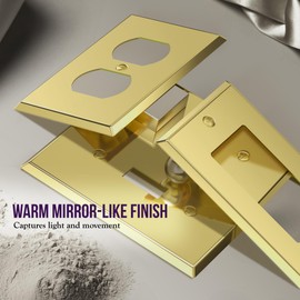 ENERLITES Decorator Switch or Outlet Metal Wall Plate, Stainless Steel Outlet Cover, Corrosion Resistant, Size 1-Gang 4.50" x 2.76", Stainless Steel 201, 7731-PB, Polished Brass, Gold
