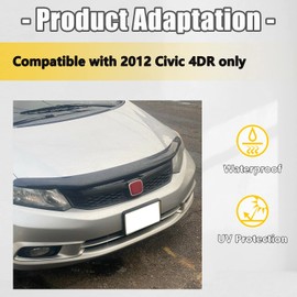 KUAFU Front Bumper Hood Mesh Grille Compatible with 2012 Honda Civic 4 Dr Sedan JDM Style Replace for HO1200206 71121TR0A01 Grill Replacement