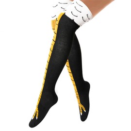 puwuto Chicken Leg Socks - 3D Novelty Funny Knee-High Chicken Costume Feet Socks, 19.6in Animal Paw Socks for Adult Women Men Thanksgiving Xmas Gifts Birthday Party Christmas Stocking Stuffer