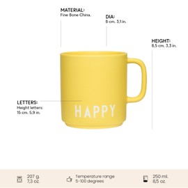 Design Letters Kaffeebecher mit Henkel | Ideal als Geburtstagsgeschenk für Frauen & Männer, Lieblingsmensch Geschenk, Personalisierte Geschenke | Dänisches Design Porzellan Tasse | Kaffeetassen, Gelb