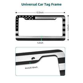 American Flag License Plate Frames - 2 Pack Black Patriotic Car Tag Holder