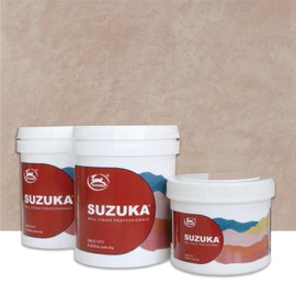SUZUKA Strato Texture Paint SVL-402, Limewash Effect, Matte Wall - Lime Plaster, Venetian Interior Paint, Primer and Wax Top Coat included, Mushroom Beige