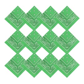 Pistha 12 Pack Bandanas for Women Men Cowboy Bandana Handkerchief Headband Face Mask Bulk for Party Costume (12, Light Green)