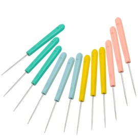 Ceukius 12Pcs Plastic Handle Leather Sewing Awl for Sewing DIY Handicrafts, Tailors Awl,Stitching Sewing Tool