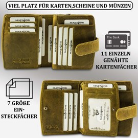 MATADOR Valencia Women's Leather Purse Medium Size with Gift Packaging RFID Wallet, Light green, Classic